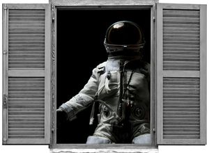 4049009092773 - Wandtattoo QUEENCE Astronaut Wandtattoos Gr B H T 80 cm x 60 cm x 01 cm Natur schwarz Wandtattoos Natur