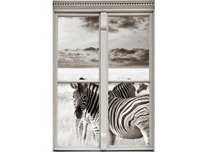 4049009137429 - Wandsticker QUEENCE Zebras Wandtattoos Gr B H T 40 cm x 60 cm x 01 cm Tiere grau Wandtattoos Tiere