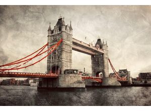 4049009141518 - Leinwandbild QUEENCE Tower Bridge Bilder Gr B H T 90 cm x 60 cm x 2 cm grau Leinwandbilder Bilder