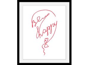 4049009224433 - Bild QUEENCE Be Happy Bilder Gr B H T 30 cm x 40 cm x 3 cm bunt Kunstdrucke Bilder in 3 Größen gerahmt