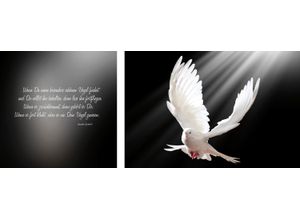 4049009353539 - Leinwandbild »Friedenstaube« Vogelbilder-Vögel-Kunst-Modern-Spa-Spa Bilder-Sprüche-Sprüche & Texte-Schriftzug-Schriftzüge (Set) Premium-Leinwandstoff Handarbeit aus Deutschland Zitat 2er Set