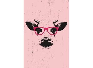 4049009357148 - Leinwandbild QUEENCE Kuh mit Brille Bilder Gr B H T 60 cm x 90 cm x 2 cm rosa Leinwandbilder Bilder