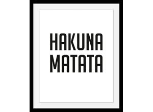 4049009360445 - Bild QUEENCE Hakuna Matata Bilder Gr B H T 50 cm x 70 cm x 3 cm schwarz Kunstdrucke Bilder in 3 Größen gerahmt