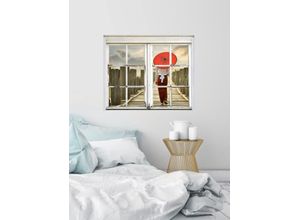 4049009361633 - Wandsticker QUEENCE Frau auf Steg Wandtattoos Gr B H T 40 cm x 60 cm x 01 cm Natur rot Wandtattoos Natur