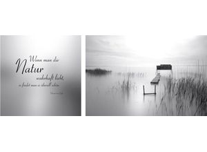 4049009362272 - Leinwandbild QUEENCE Natur überall Bilder Gr B H T 100 cm x 40 cm x 2 cm grau Leinwandbilder Bilder 2er-Set