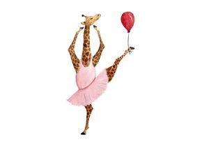 4049009494843 - Leinwandbild QUEENCE Ballerina Giraffe Bilder Gr B H T 60 cm x 90 cm x 2 cm rosa Leinwandbilder Bilder