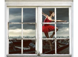 4049009621638 - Wandsticker QUEENCE Ballerina Wandtattoos Gr B H T 40 cm x 60 cm x 01 cm Natur rot Wandtattoos Natur