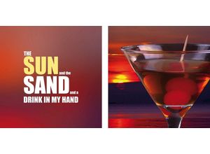 4049009634980 - Leinwandbild QUEENCE Sun Sand & Drink Bilder Gr B H T 80 cm x 40 cm x 2 cm bunt Leinwandbilder Bilder 2er-Set