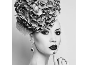 4049009640851 - Acrylglasbild QUEENCE Frau mit Blumenhut bunt (farbe bild(er) bunt) B100cm H100cm T24cm Bilder Fine Art-Print in Galeriequalität