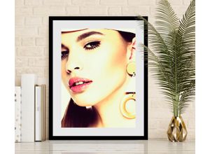 4049009836711 - Bild QUEENCE Ania Bilder Gr B H 50 cm x 70 cm Wandbild Frau Hochformat 1 St goldfarben Bild Kunstdruck Bilder mit Rahmen