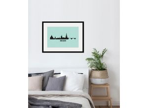 4049009837619 - Bild QUEENCE Dresden Skyline Bilder Gr B H 70 cm x 50 cm Wandbild Städte Querformat 1 St blau Bild Kunstdruck Bilder mit Rahmen