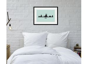 4049009837640 - Bild QUEENCE Köln Skyline Bilder Gr B H 70 cm x 50 cm Wandbild Städte Querformat 1 St blau Bild Kunstdruck Bilder mit Rahmen