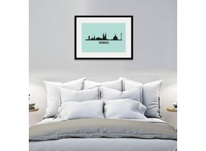 4049009837763 - Bild QUEENCE Nürnberg Skyline Bilder Gr B H 70 cm x 50 cm Wandbild Städte Querformat 1 St blau Bild Kunstdruck Bilder mit Rahmen