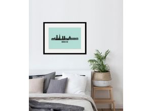 4049009837824 - Bild QUEENCE Bremen Skyline Bilder Gr B H 70 cm x 50 cm Wandbild Städte Querformat 1 St blau Bild Kunstdruck Bilder mit Rahmen