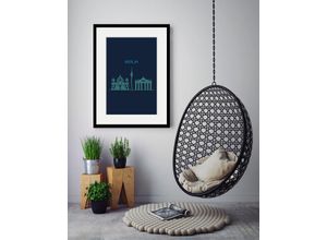 4049009838289 - Bild QUEENCE Berlin Sightseeing Bilder Gr B H 50 cm x 70 cm Wandbild Städte Hochformat 1 St blau Bild Kunstdruck Bilder mit Rahmen