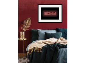 4049009839064 - Bild QUEENCE BONN LIGHTS Bilder Gr B H 70 cm x 50 cm Wandbild Städte Querformat 1 St rot Bild Kunstdruck Bilder mit Rahmen