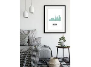 4049009839361 - Bild QUEENCE Dresden Color Splash Bilder Gr B H 50 cm x 70 cm Wandbild Städte Hochformat 1 St grün Bild Kunstdruck Bilder mit Rahmen