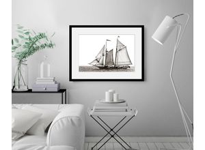 4049009839705 - Bild QUEENCE Jan weiß (farbe rahmen schwarz farbe bild(er) weiß) B40cm H30cm Acrylglas Papier Holz Bilder HD Premium Poster-Druck inkl Holzrahmen