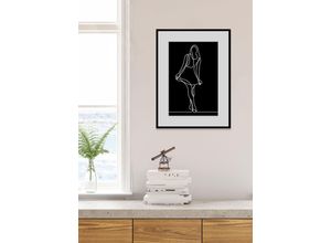 4049009841524 - Bild QUEENCE Jolina Bilder Gr B H 50 cm x 70 cm Wandbild Frau Hochformat 1 St schwarz Kunstdrucke Poster gerahmt minimalistisch