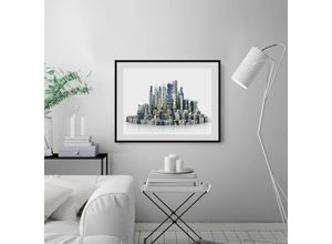 4049009842330 - Bild QUEENCE Big City Life Bilder Gr B H 70 cm x 50 cm Wandbild Städte Querformat 1 St grau Bild Kunstdruck Bilder mit Rahmen