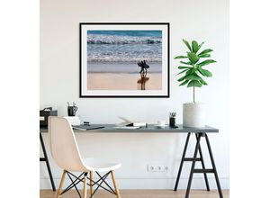 4049009843177 - Bild QUEENCE Sofia Bilder Gr B H 70 cm x 50 cm Wandbild Strand Querformat 1 St blau Bild Kunstdruck Bilder mit Rahmen