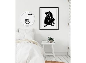 4049009844662 - Bild QUEENCE Anna schwarz (farbe rahmen schwarz farbe bild(er) schwarz) B40cm H50cm Acrylglas Papier Holz Bilder HD Premium Poster-Druck inkl Holzrahmen