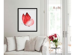 4049009846833 - Bild QUEENCE Liana Bilder Gr B H 50 cm x 70 cm Wandbild Schmetterlinge Hochformat 1 St rosa Bild Kunstdruck Bilder mit Rahmen