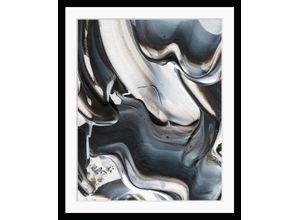 4049009848240 - Bild QUEENCE Venom Bilder Gr B H 50 cm x 60 cm Wandbild Abstrakt Hochformat grau (grau schwarz) Kunstdrucke gerahmt Marmor Abstrakt Muster