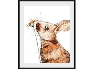 4049009864783 - Bild QUEENCE Agilo Bilder Gr B H 50 cm x 70 cm Wandbild Hase Hochformat 1 St braun Kunstdrucke