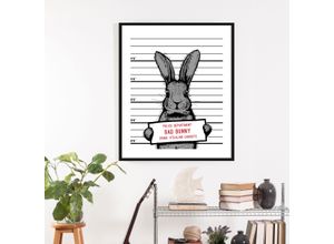 4049009864936 - Bild QUEENCE Akani Bilder Gr B H 50 cm x 70 cm Wandbild Hase Hochformat 1 St schwarz Kunstdrucke