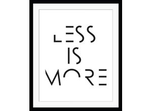 4049009891024 - Bild QUEENCE LESS IS MORE Bilder Gr B H 50 cm x 60 cm Wandbild Buchstaben Hochformat schwarz-weiß (weiß schwarz) Kunstdrucke Schriftzug gerahmt