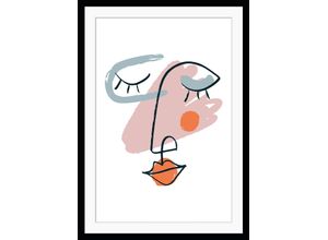 4049009891512 - Bild QUEENCE Marina Bilder Gr B H 50 cm x 60 cm Wandbild Abstrakt Hochformat bunt (rosa babyblau orange) Kunstdrucke Gesicht gerahmt Figuren Abstrakt