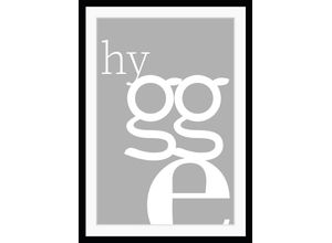 4049009891734 - Bild QUEENCE hygge Bilder Gr B H 50 cm x 60 cm Wandbild Buchstaben Hochformat grau Kunstdrucke Regenbogen Schriftzug Figuren gerahmt Abstrakt