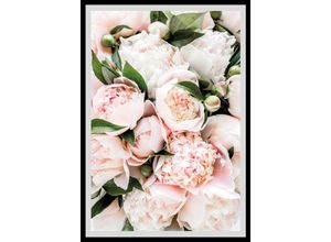 4049009896494 - Bild QUEENCE Stefanie Bilder Gr B H 50 cm x 60 cm Wandbild Blumen Hochformat bunt (grün weiß rosa) Kunstdrucke gerahmt Rosen