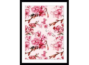 4049009897040 - Bild QUEENCE Ellie Bilder Gr B H 50 cm x 70 cm Wandbild Blumen Hochformat pink (schwarz) Kunstdrucke gerahmt Blumen