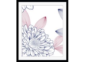 4049009897903 - Bild QUEENCE Lia Bilder Gr B H 40 cm x 50 cm Wandbild Blumen Hochformat bunt (rosa weiß blau) Kunstdrucke Blumen gerahmt