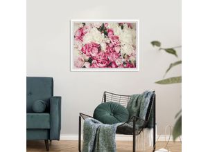 4049009914761 - Bild QUEENCE Ruth Bilder Gr B H 70 cm x 50 cm Wandbild Blumen Querformat 1 St rosa (weiß) Bild Kunstdruck Bilder mit Rahmen