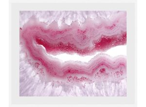 4049009916383 - Bild QUEENCE Janet Bilder Gr B H 60 cm x 50 cm Wandbild Abstrakt Querformat rosa (weiß) Kunstdrucke Abstrakt Marmor gerahmt