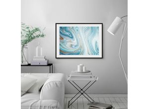 4049009918837 - Bild QUEENCE Marcello Bilder Gr B H 70 cm x 50 cm Wandbild Abstrakt Querformat 1 St blau (schwarz) Bild Kunstdruck Bilder mit Rahmen