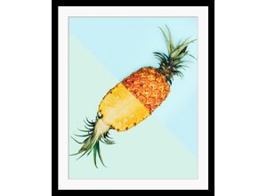 4049009921509 - Bild QUEENCE Justina Bilder Gr B H 50 cm x 60 cm Wandbild Obst Hochformat bunt (grün orange himmelblau) Kunstdrucke gerahmt Obst