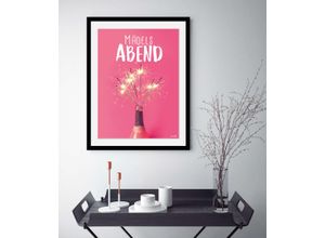 4049009929000 - Bild »Mädelsabend« Mädchen-Sprüche & Texte-Wein-Wein Bilder-Schriftzug (1 St) HD Premium Poster-Druck inkl Holzrahmen