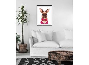 4049009930495 - Bild QUEENCE Ellie Bilder Gr B H 50 cm x 70 cm Wandbild Hase Hochformat 1 St pink (pink braun) Kunstdrucke Bilder