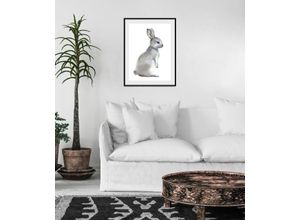 4049009930822 - Bild QUEENCE Millie Bilder Gr B H 50 cm x 70 cm Wandbild Hase Hochformat 1 St grau Kunstdrucke Bilder