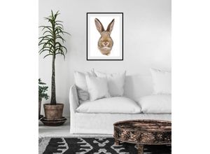 4049009930853 - Bild QUEENCE Algot Bilder Gr B H 50 cm x 70 cm Wandbild Hase Hochformat 1 St braun Kunstdrucke Bilder