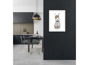 4049009930969 - Bild QUEENCE Leevi Bilder Gr B H 50 cm x 70 cm Wandbild Hase Hochformat 1 St bunt Kunstdrucke Bilder