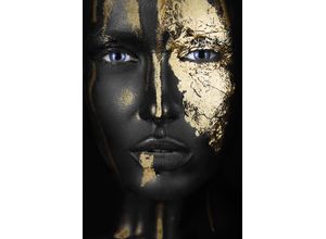 4049009932642 - Acrylglasbild QUEENCE Anuket Bilder Gr B H 100 cm x 150 cm Acrylglasbild Frau Hochformat 1 St goldfarben (schwarz goldfarben) Acrylglasbilder