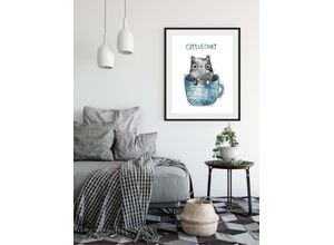 4049009933441 - Bild QUEENCE Cattucino Bilder Gr B H 50 cm x 70 cm Wandbild Katze Hochformat 1 St blau (blau grau) Kunstdrucke 4049009933441 - Bild QUEENCE Cattucino Bilder Gr B H 50 cm x 70 cm Wandbild Katze Hochformat 1 St blau (blau grau) Kunstdrucke