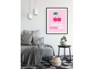 4049009933502 - Bild QUEENCE I LOVE YOU CHERRY MUCH Bilder Gr B H 50 cm x 70 cm Wandbild Schriftzug Hochformat 1 St rosa Kunstdrucke