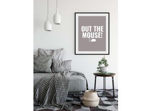 4049009933809 - Bild QUEENCE OUT THE MOUSE Bilder Gr B H 50 cm x 70 cm Wandbild Schriftzug Hochformat 1 St grau Kunstdrucke