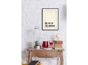 4049009934042 - Bild QUEENCE YOU ARE ON THE WOODWAY Bilder Gr B H 50 cm x 70 cm Wandbild Schriftzug Hochformat 1 St goldfarben (schwarz goldfarben) Kunstdrucke